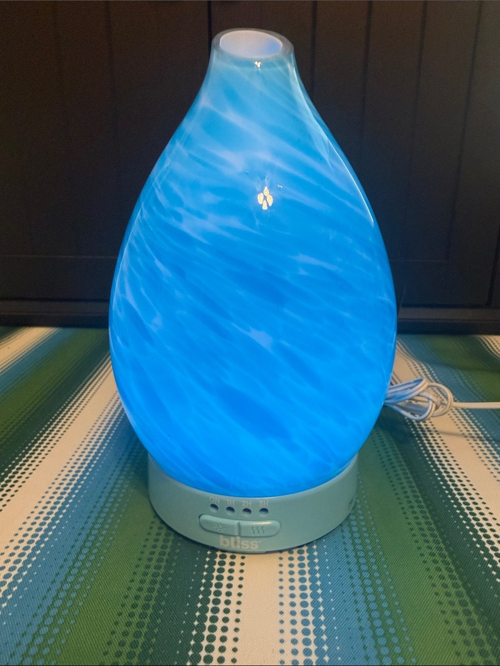 Bliss Blue Swirled Glass Aromatherapy Diffuser